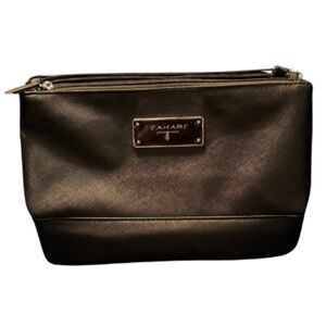 Tahari Black Travel Makeup Toiletry Medication Bag Work | 3 Compartments | NWT